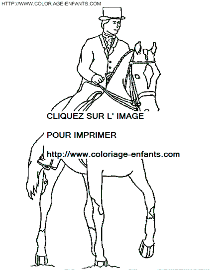 coloriage cheval et son cavalier