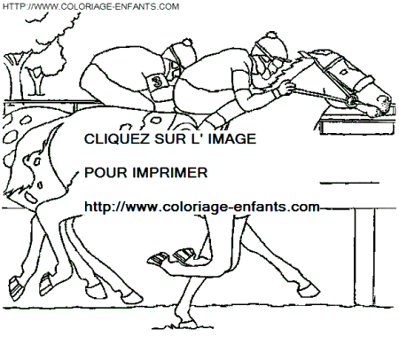 coloriage cheval fait la course