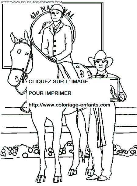 coloriage cheval gagne la course