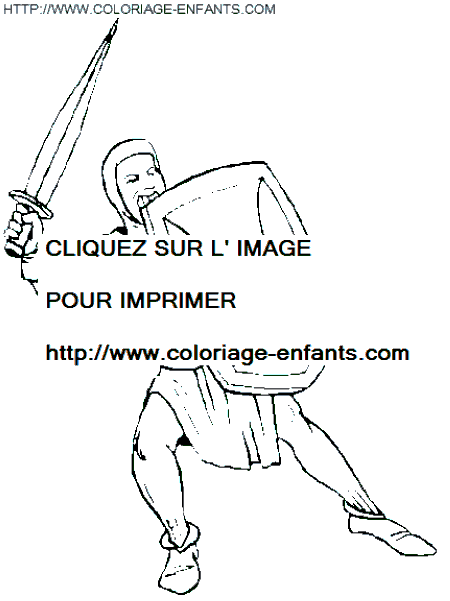 coloriage chevalier en defense