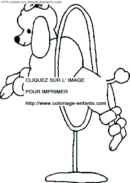 coloriage cirque caniche sautant