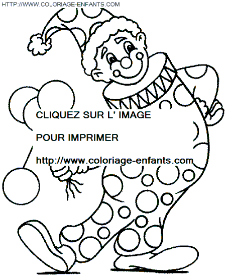 coloriage cirque clown avec balle percee