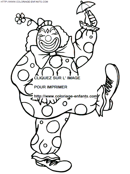 coloriage cirque clown avec canard