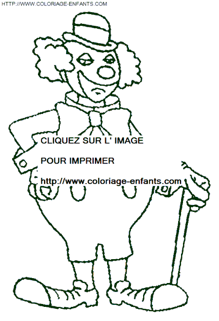 coloriage cirque clown avec canne