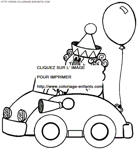 coloriage cirque clown en voiture