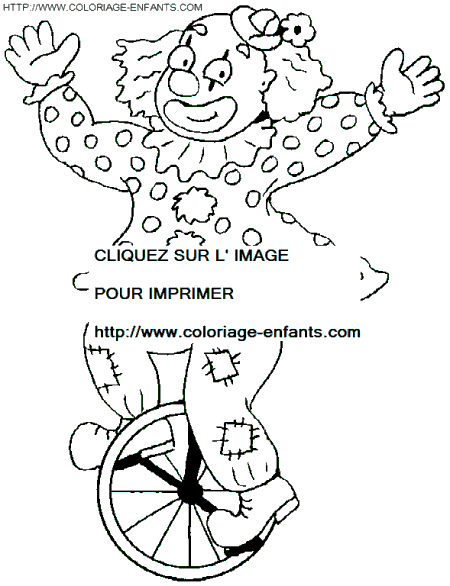 coloriage cirque clown sur une roue