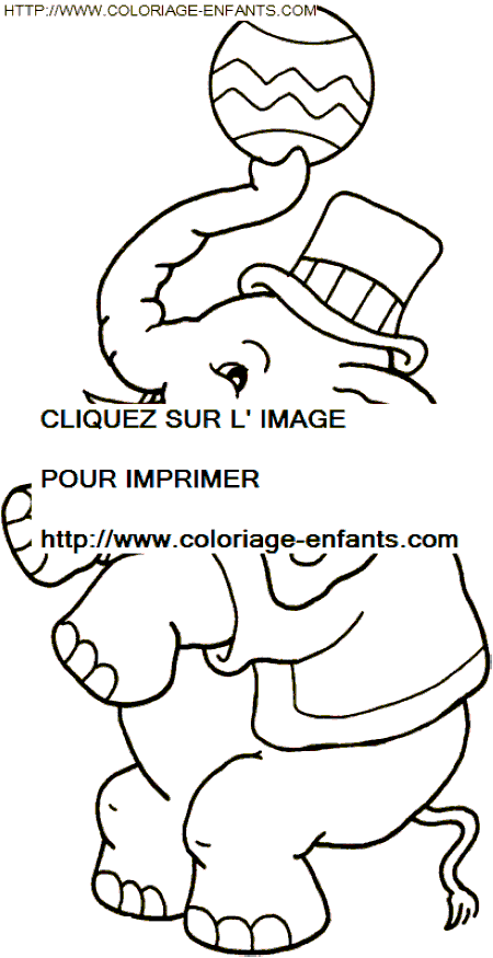 coloriage cirque elephant assis avec ballon