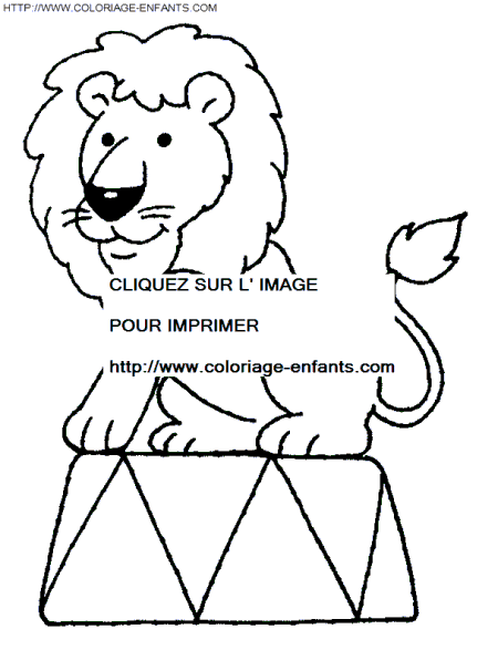 coloriage cirque lion levant la patte