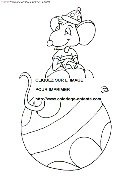 coloriage cirque souris sur une boule