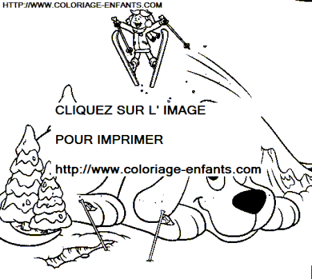 coloriage clifford au ski