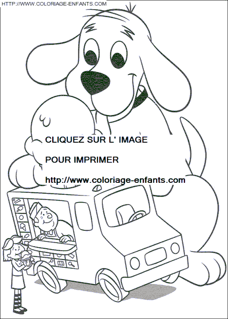 coloriage clifford devant le marchand de glaces