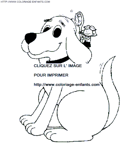 coloriage clifford se fait brosser