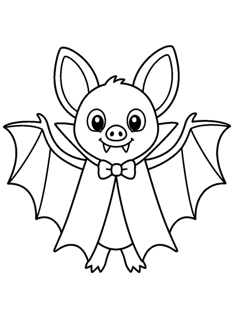 Coloriage Chauves souris : chauve-souris déguisée pour halloween à imprimer et à colorier