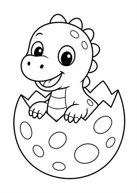 Coloriage bébé dinosaure dans sa coquille à imprimer et à colorier
