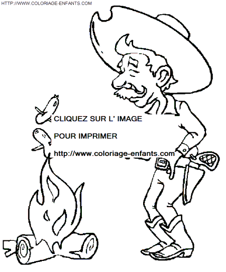 coloriage cowboy au barbecue