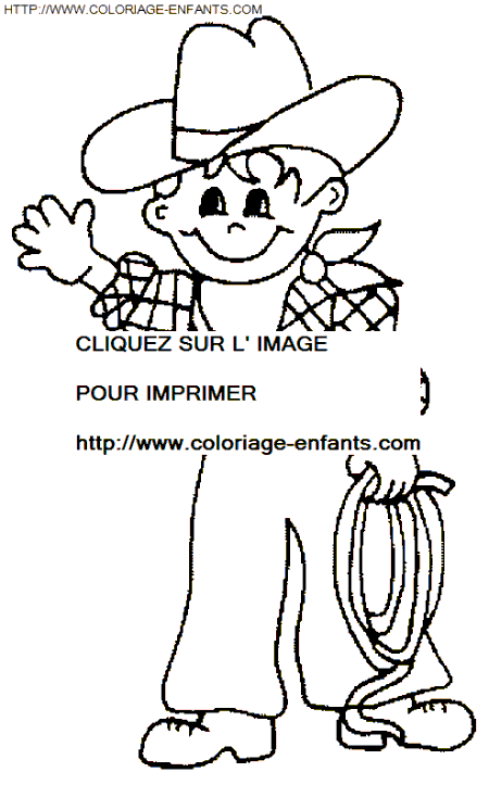 coloriage cowboy au lasso