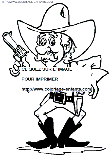 coloriage cowboy pret au duel