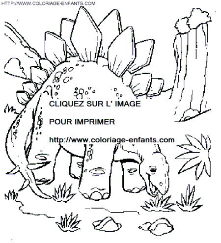 coloriage dinosaure un stegosaure mangeant des vegetaux