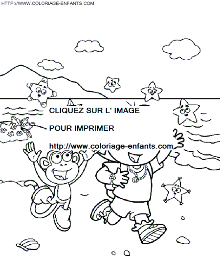 coloriage dora babouche avec les amies etoiles