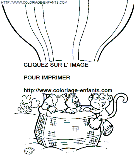 coloriage dora babouche en montgolfiere