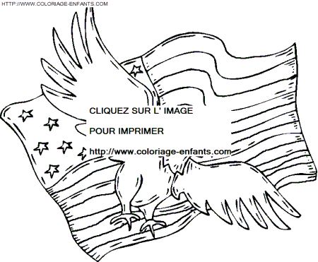 coloriage drapeau americain avec aigle