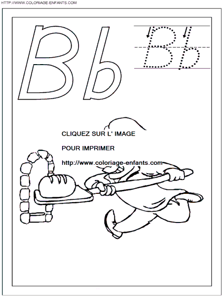 coloriage ecriture 1 lettre b comme boulanger