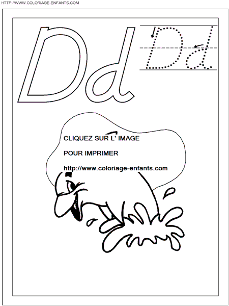 coloriage ecriture 1 lettre d comme dauphin