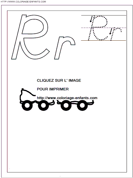 coloriage ecriture 1 lettre r comme roller skate