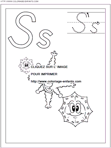 coloriage ecriture 1 lettre s comme scintillantes