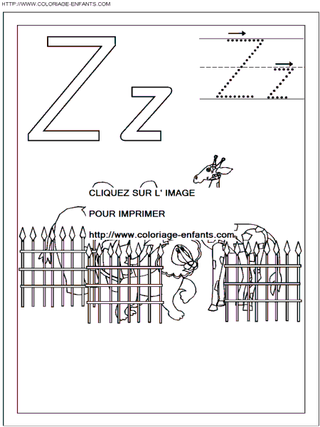 coloriage ecriture 1 lettre z comme zoo