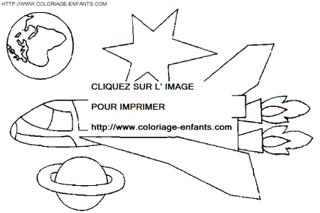 coloriage espace fusee dans univers