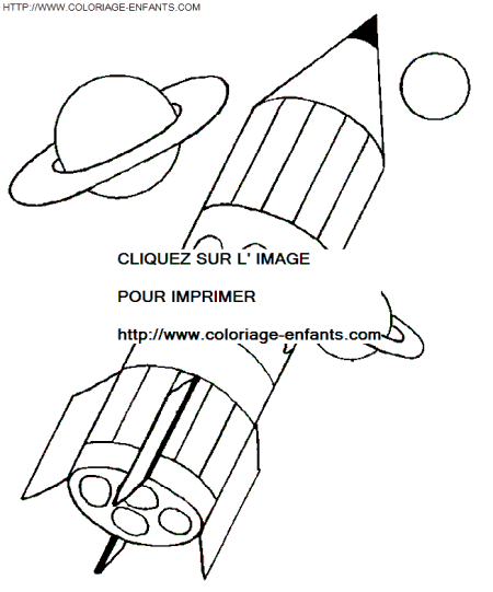 coloriage espace fusee decollant