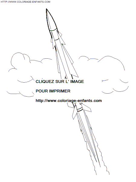 coloriage espace lancement de la fusee