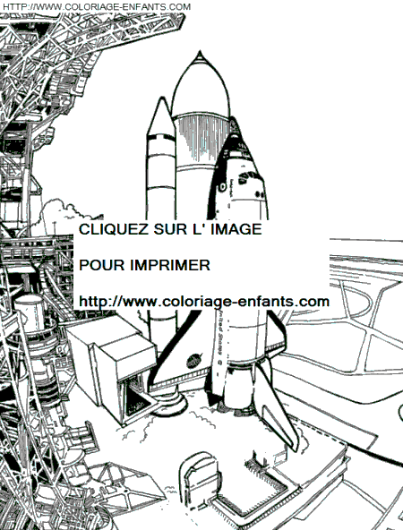 coloriage espace navette americaine au sol