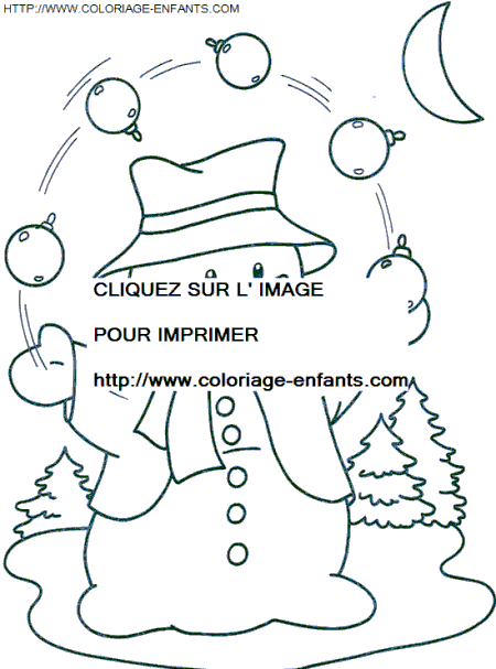 coloriage Fetes Noel Bonhomme Neige