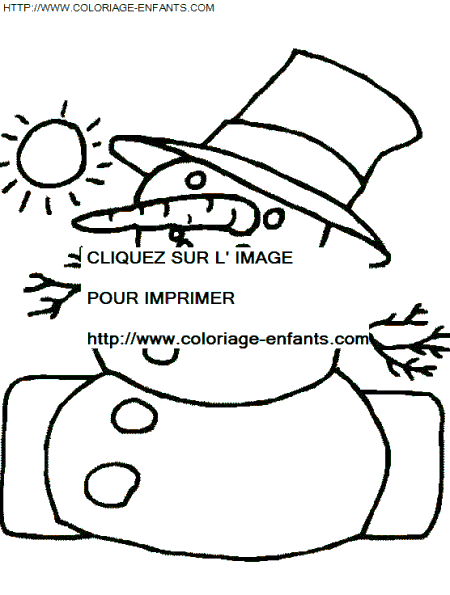 coloriage Fetes Noel Bonhomme Neige