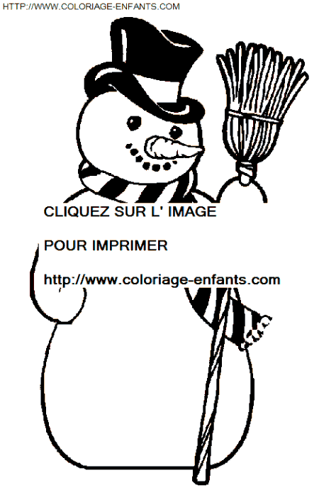 coloriage Fetes Noel Bonhomme Neige