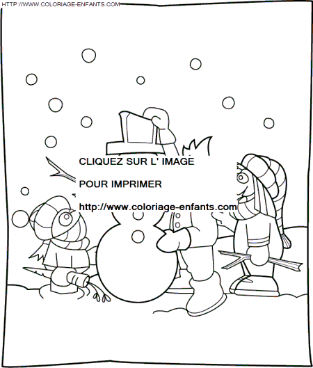 coloriage Fetes Noel Bonhomme Neige