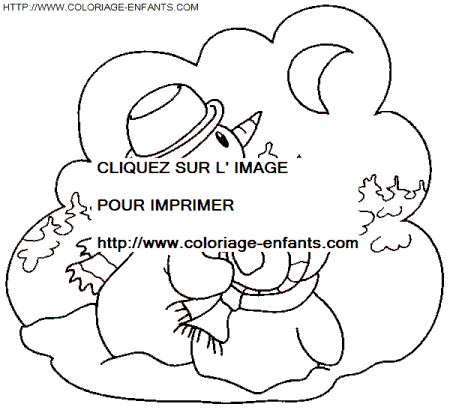 coloriage Fetes Noel Bonhomme Neige