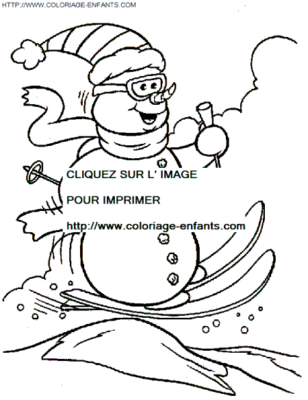 coloriage Fetes Noel Bonhomme Neige