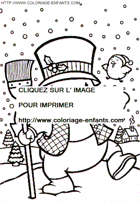 coloriage Fetes Noel Bonhomme Neige