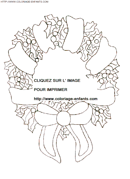 coloriage Fetes Noel Couronnes