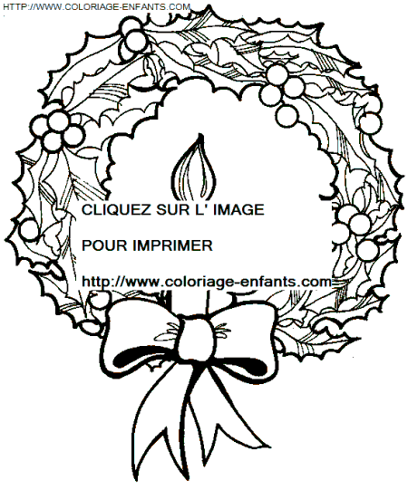 coloriage Fetes Noel Couronnes