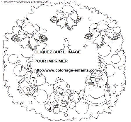 coloriage Fetes Noel Couronnes