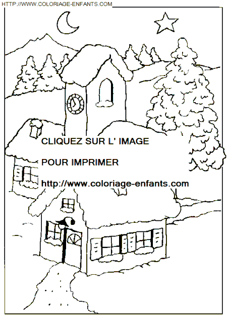 coloriage Fetes Noel Paysages