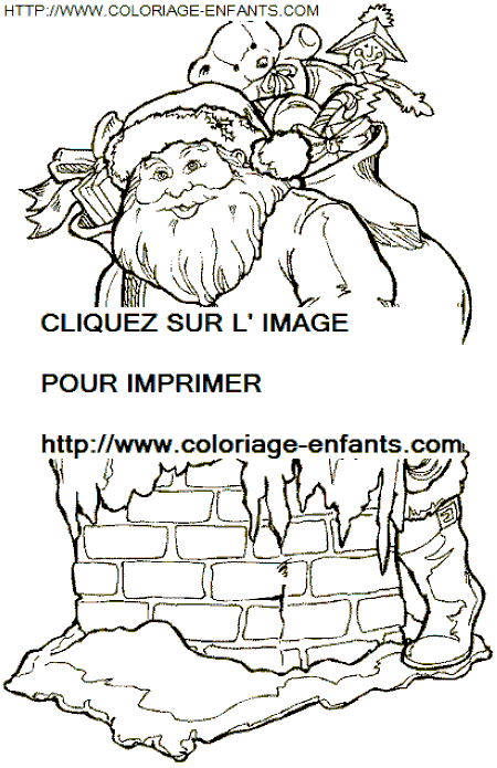 coloriage Fetes Noel Pere Noel Cheminee