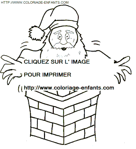 coloriage Fetes Noel Pere Noel Cheminee