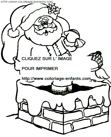 coloriage Fetes Noel Pere Noel Cheminee