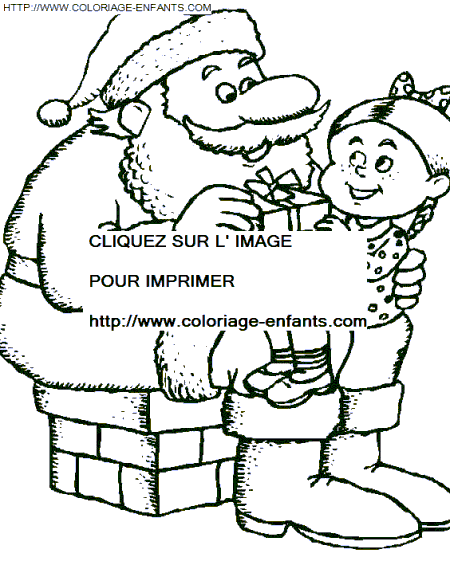 coloriage Fetes Noel Pere Noel Cheminee