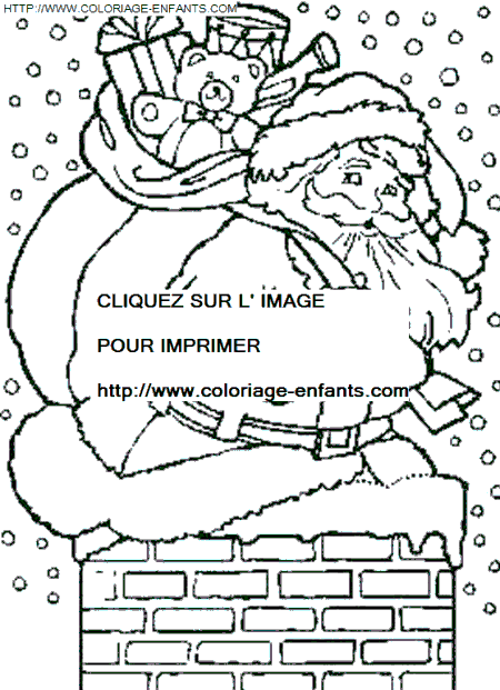 coloriage Fetes Noel Pere Noel Cheminee